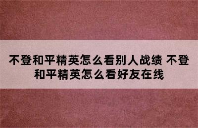 不登和平精英怎么看别人战绩 不登和平精英怎么看好友在线